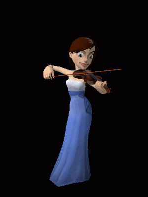 3D девушка играет на скрипке