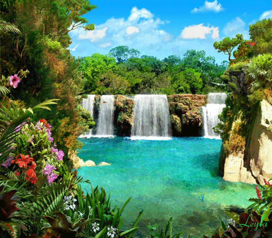 Природа с водопадом