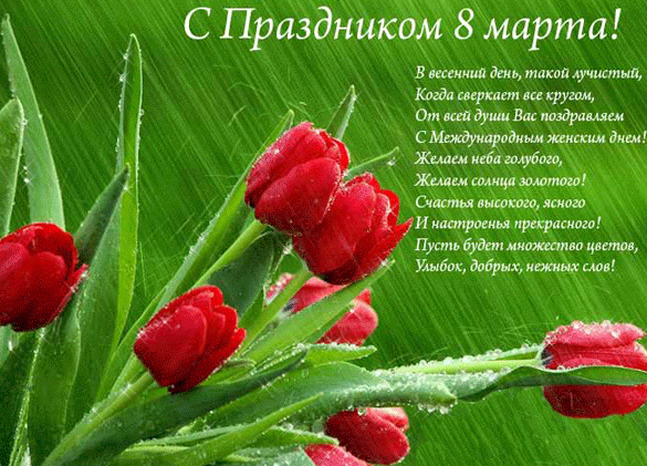 Тюльпаны к 8 марта со стихами