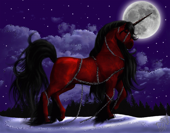 Красная лошадь единорог