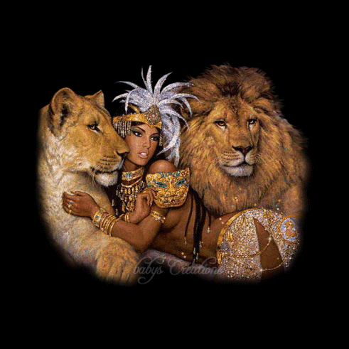 Фото девушки со львами