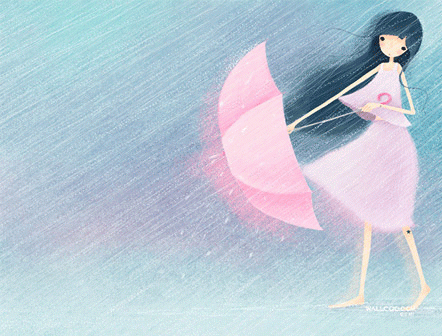 Анимация девочка с зонтом